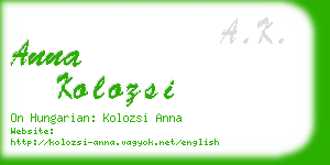 anna kolozsi business card